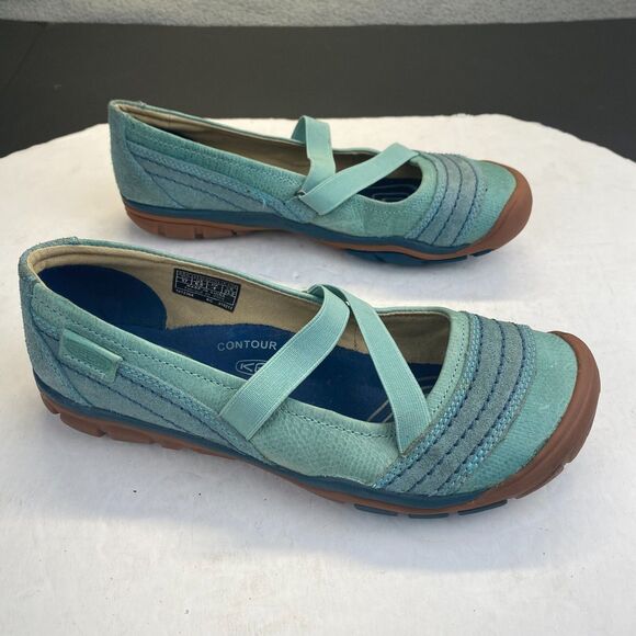 Keen Mary Jane Hiking Shoes Womens Size US6.5/37 Blue Green Walking Boho Hippie - Picture 3 of 16